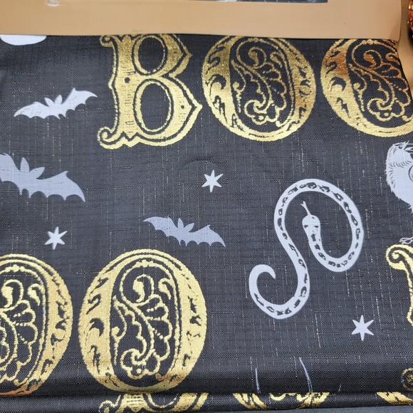 Halloween Shower Curtain Boo Metallic Foil Bat Skull Raven Web Snake Gothic Bath - Picture 5 of 5